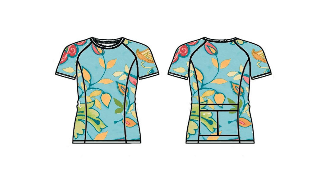 GRiT Tee Jersey floral patterned short sleeve cycling shirt front and back view